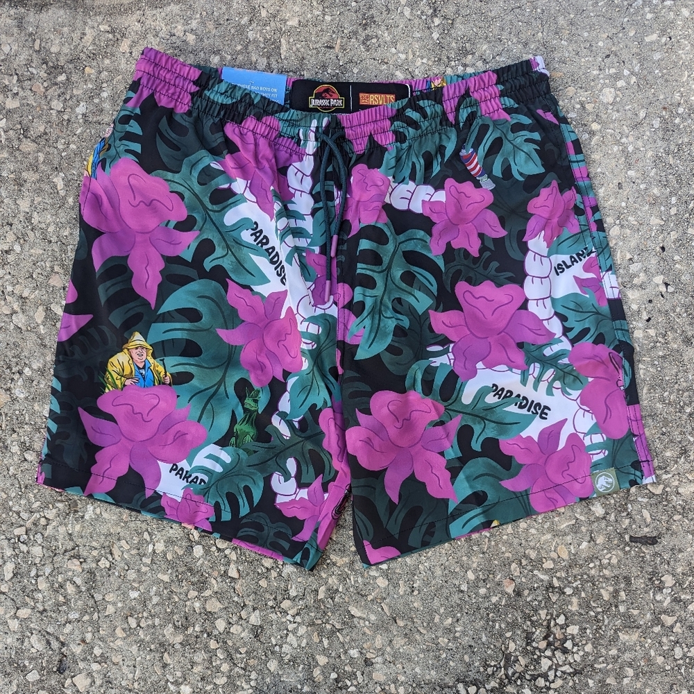 Rsvlts Jurassic Park Swim Shorts Nobody Cares 30th Anniversary